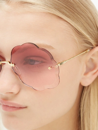 Chloé Rosie Scalloped Round Frame Sunglasses In Pink Gold Modesens 6822