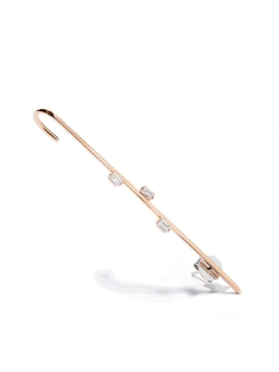 Shop As29 18kt Rose Gold Diamond Baguette 3 Hook Mono-earring