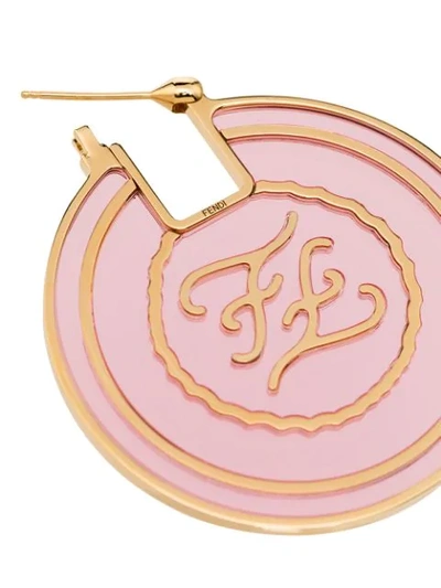 Shop Fendi Karligraphy Earrings In Pink
