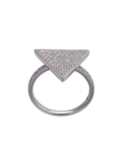 Shop Anita Ko 18kt White Gold Triangle Diamond Ring In Silver