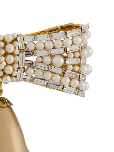 Shop Dolce & Gabbana Bow Drop Clip Earrings In Gold
