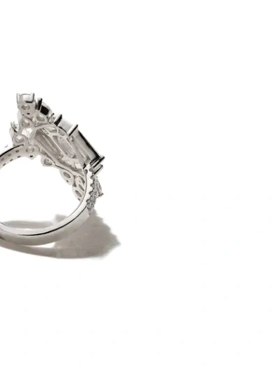 Shop As29 18kt White Gold Illusion Large Asymmetrical Diamond Ring In Silver