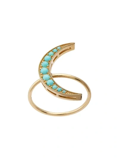 Shop Andrea Fohrman 18kt Yellow Gold Medium Luna Turquoise Ring