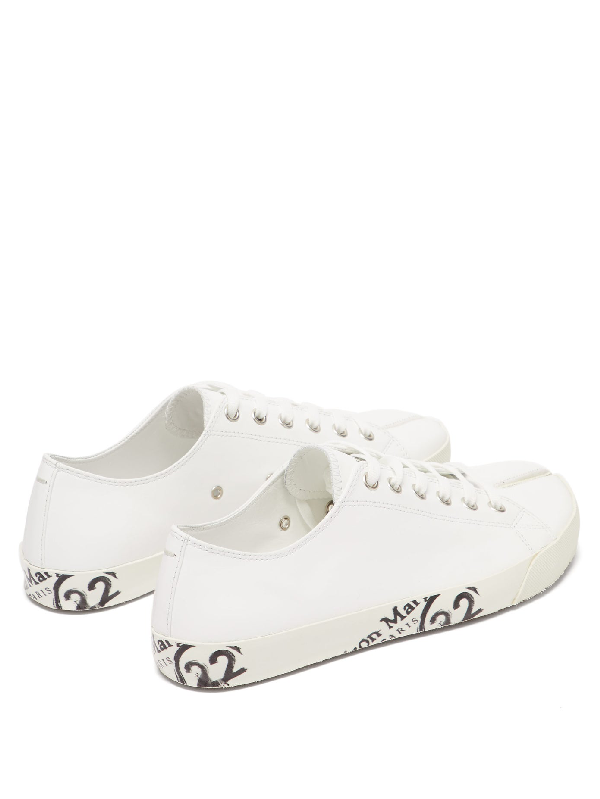 Maison Margiela Men's Tabi Split-toe Canvas Lace-up Sneakers In White