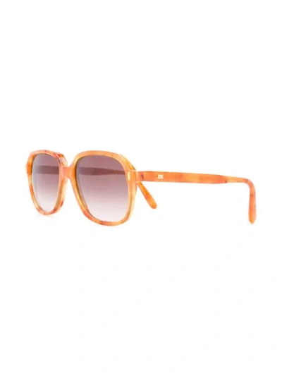 Pre-owned Saint Laurent 方框太阳眼镜 In Orange