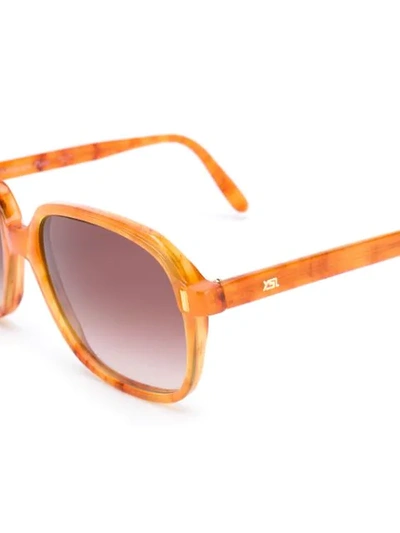 Pre-owned Saint Laurent 方框太阳眼镜 In Orange