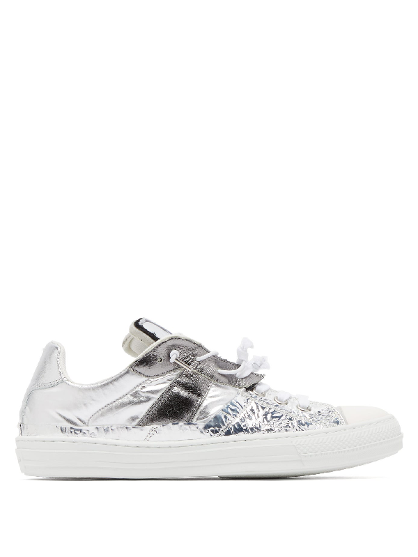 metallic leather trainers