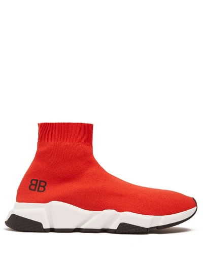 Balenciaga Men's Speed Mid-top Trainer Sock Trainers, Red | ModeSens