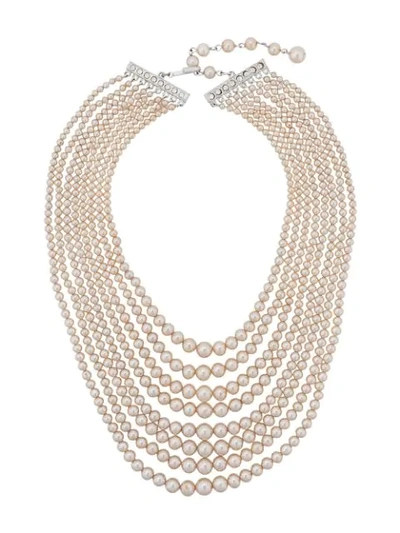 Pre-owned Susan Caplan Vintage 1980's Multiple Strings Faux-pearl Necklace In White