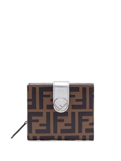 Shop Fendi Compact F Is  Wallet In Brown