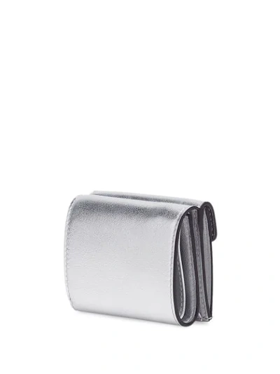 Shop Fendi Micro F Is  Trifold Wallet In Silver