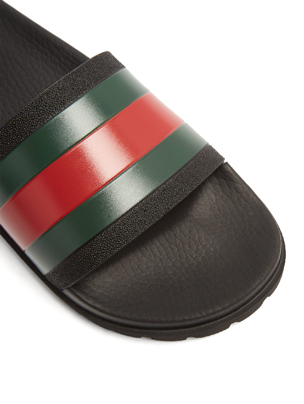 gucci men's web rubber slide sandal