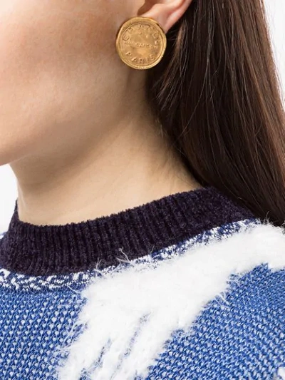 Pre-owned Chanel Rue Cambon Button Clip-on Earrings In Gold