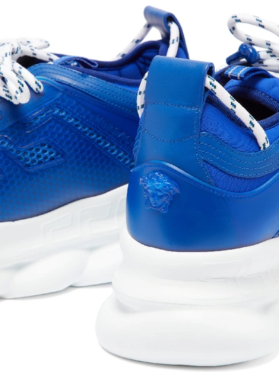 Versace Chain Reaction Mesh And Suede Trainers In Blue