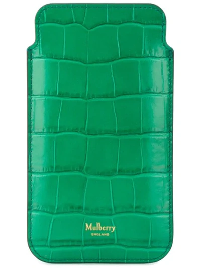Shop Mulberry Embossed Crocodile Effect Iphone Pouch In Green