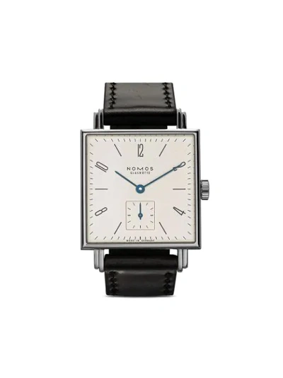 Shop Nomos Tetra 29mm In White, Silver-plated