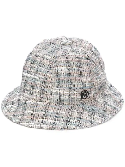 Shop Maison Michel Mara Tweed Bucket Hat In White