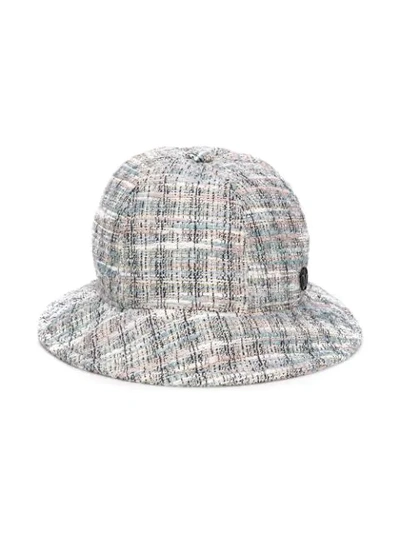 Shop Maison Michel Mara Tweed Bucket Hat In White