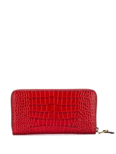 Shop Polo Ralph Lauren Crocodile Effect Wallet In Red