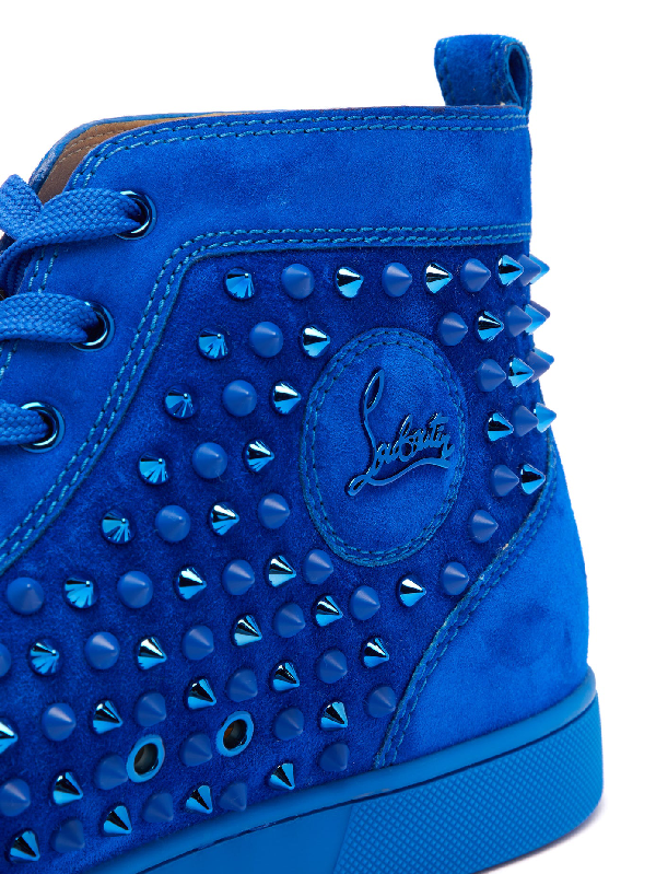 Christian Louboutin Louis Spike-embellished High-top Suede Trainers In Blue.  | ModeSens