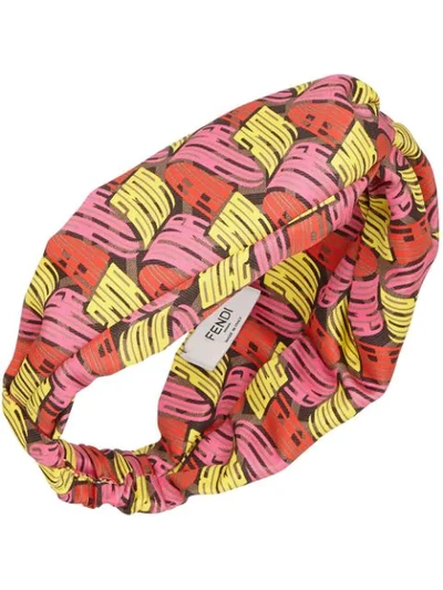 Shop Fendi Wave Logo Headband In Multicolour