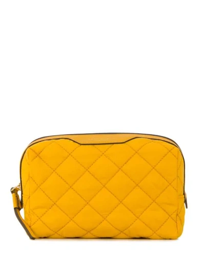 Shop Tory Burch Perry Quilted Cosmetics Bag In Yellow