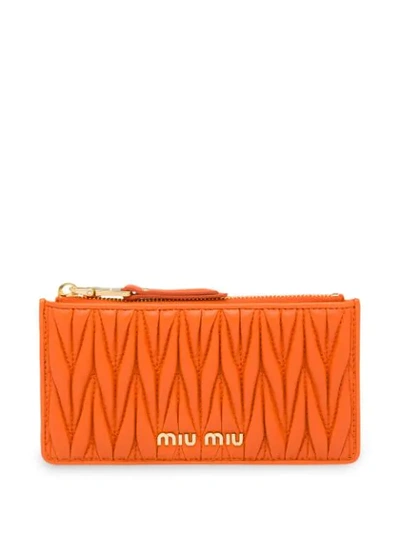 Shop Miu Miu Matelassé Pouch In Orange