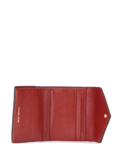 Shop Michael Michael Kors Logo Plaque Foldover Wallet In Red