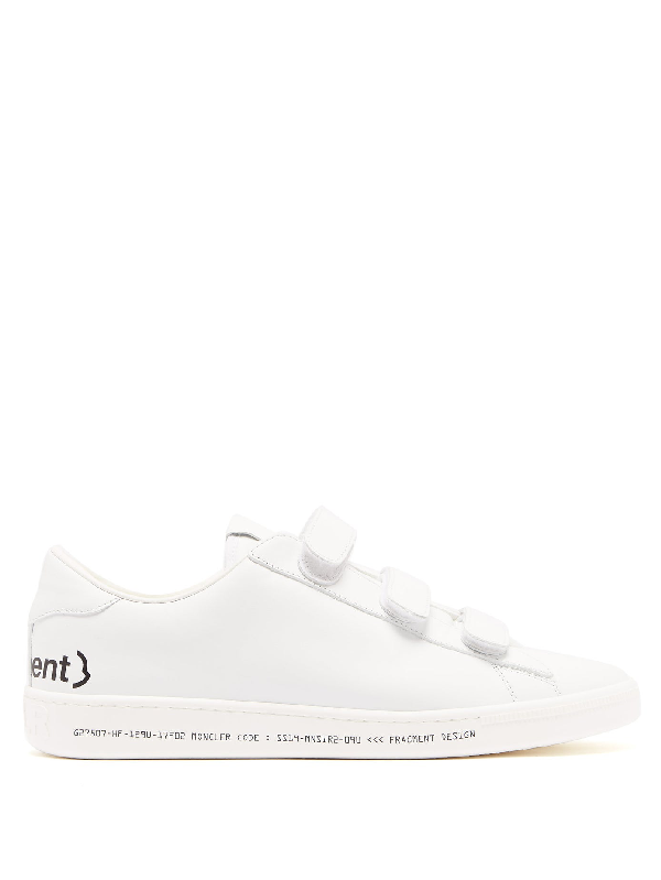 white leather velcro trainers