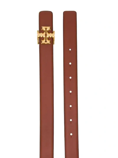 Shop Tory Burch Logo Buckle Belt In Brown