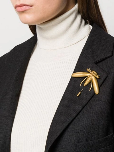Pre-owned Balmain 1990's Dragon Fly Brooch In Gold