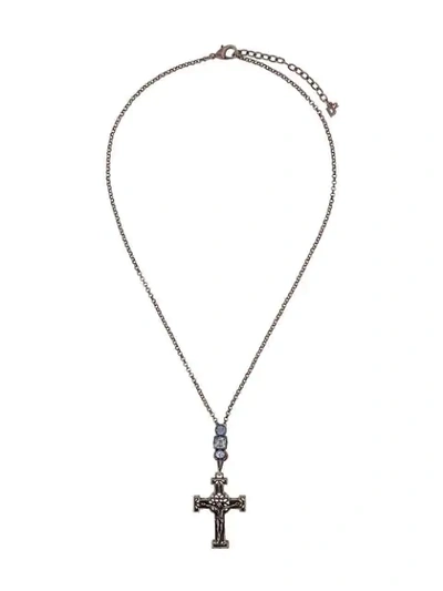Shop Dsquared2 Madonna Cross Pendant Necklace In M1815