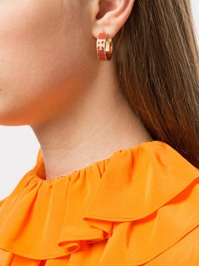 Shop Tory Burch Kira Hoop Earrings In Orange