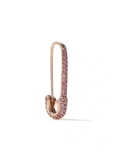 Shop Anita Ko 18kt Rose Gold Safety Pin Sapphire Earring In Pink