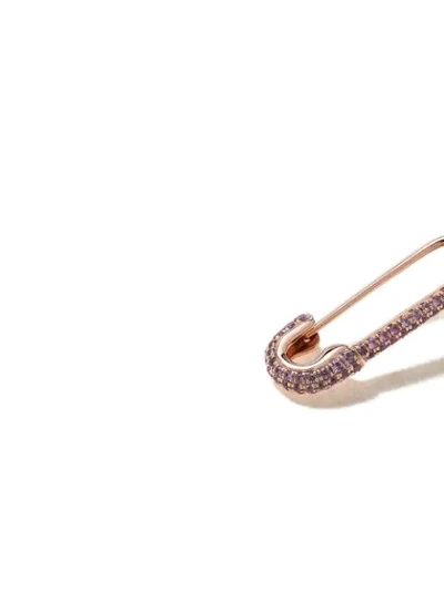 Shop Anita Ko 18kt Rose Gold Safety Pin Sapphire Earring In Pink