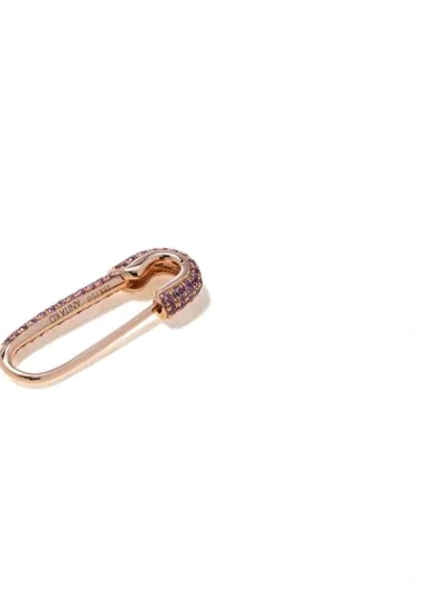 Shop Anita Ko 18kt Rose Gold Safety Pin Sapphire Earring In Pink