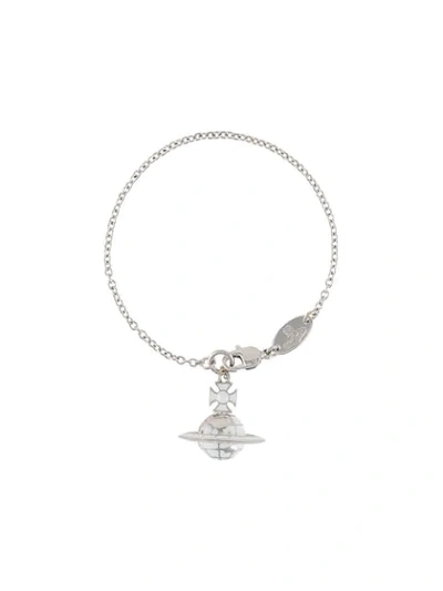 Shop Vivienne Westwood Logo Orb Bracelet In Silver