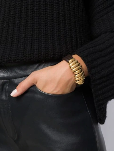 Shop Bottega Veneta Nine Ring Bracelet In Black