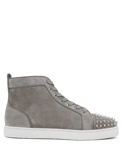 Christian Louboutin Louis Spike-embellished High-top Suede Trainers In Grey  | ModeSens