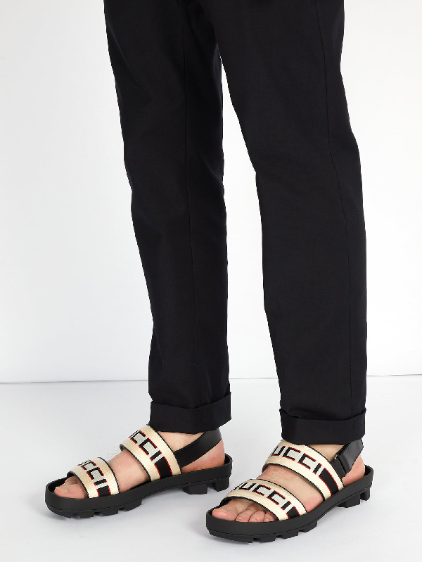 gucci stripe strap sandal