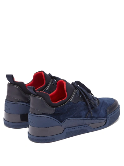 Christian Louboutin Navy Blue/Black Leather and Suede Aurelien