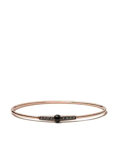 Shop Pomellato 18kt Rose Gold M'ama Non M'ama Onyx And Diamond Bangle In Black