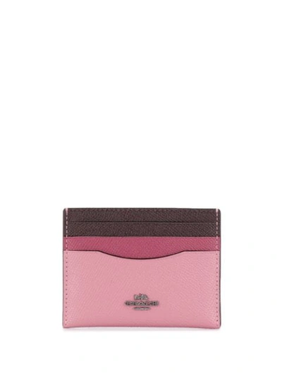 Shop Coach Colorblock Flat Card Case In Pink