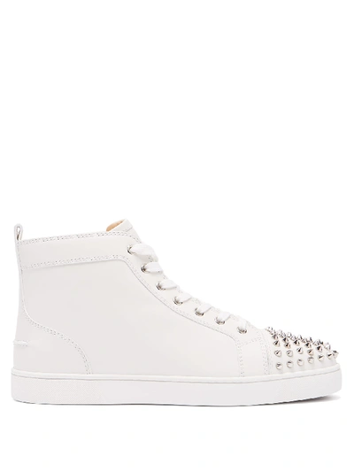 Christian Louboutin Louis Spike-embellished Leather High-top Trainers In  White