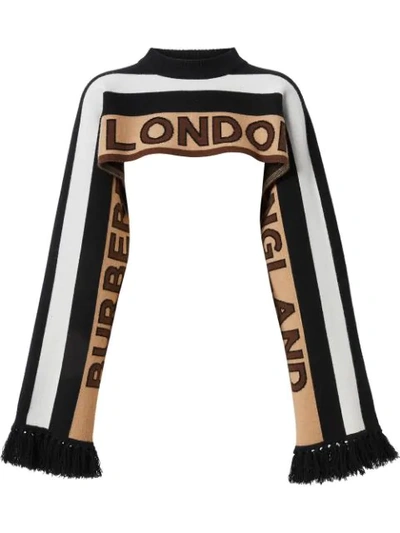 Shop Burberry London Football Scarf In A7432 Bridle Brown