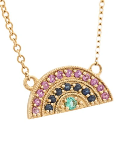 Shop Andrea Fohrman 18kt Yellow Gold Mini Multi Sapphire Rainbow Necklace