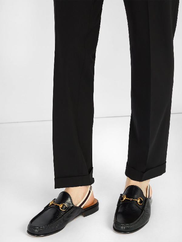 horsebit gucci stripe slingback slipper