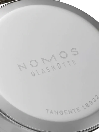 Shop Nomos Tangente 33mm In White, Silver-plated