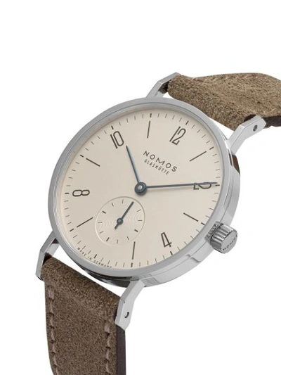 Shop Nomos Tangente 33mm In White, Silver-plated