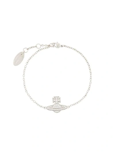 Shop Vivienne Westwood Crystal-orb Chain Bracelet In Silver